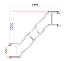 Poręcz zewnętrzna schodów rusztowania modułowego Rotax